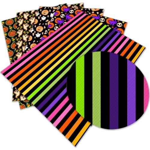 Cartoon Halloween Theme Printed Faux Synthetic Leather 30*136cm for Bow Centers DIY Decoration Crafts