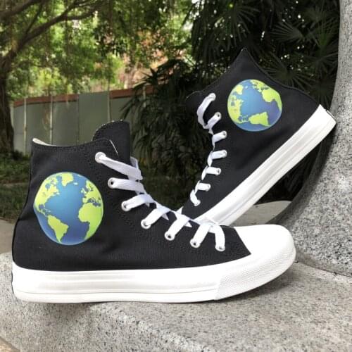 Wen Classic Black Canvas Shoes Original Design Earth Mens Womens Skateboard Sneakers High Top Laced Flats Footwear Plimsolls