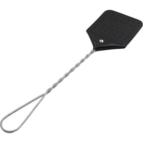 Leather Bug Swatter Extended Handle Durable Washable Racket Lengthened Handle Fly Skin Swatter Manual Mosquito Swatter