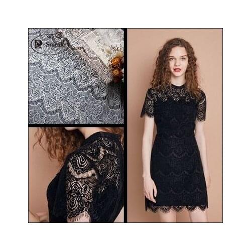 French Eyelash Lace Fabric 150cm White Black Diy Exquisite Lace Embroidery Clothes Wedding Dress Accessories RS1356