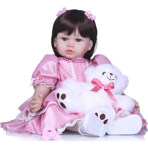 Bebes reborn toddler girl princess dolls 58cm vinyl silicone reborn baby dolls with bear plush children gift toys dolls