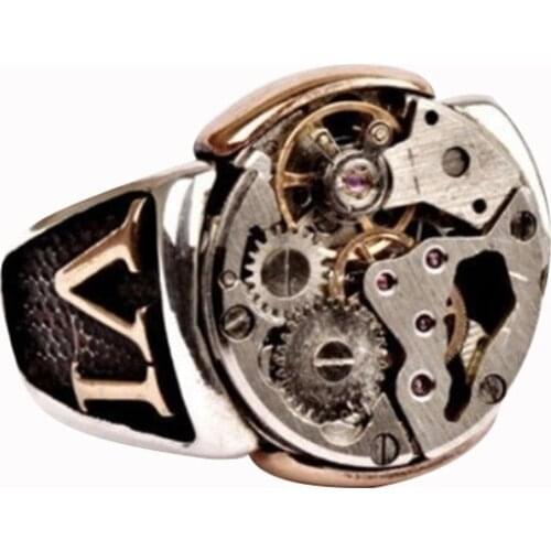 Fashion Vintage Gothic Disk Gear Components Gold Retro Silver 2 Colors Rings Men Women' Rings Jewelry Punk Letter Ring Accessory