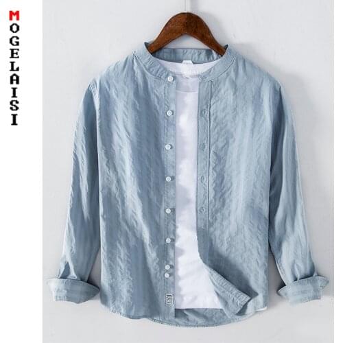 New autumn casual shirt men long sleeve 100% cotton shirts solid color High quality soft man clothing chemise homme 1249