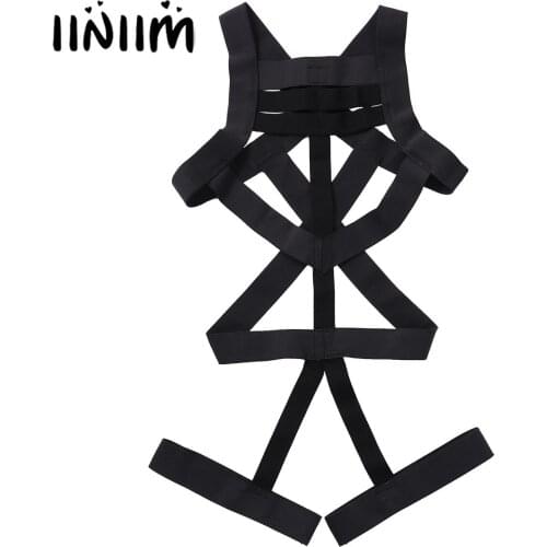 Men Exotic Tanks Belts Body Shoulder Chest Harness Belt Elastic Straps Criss Cross Back Hollow Out One-piece Jockstrap Bodysuit