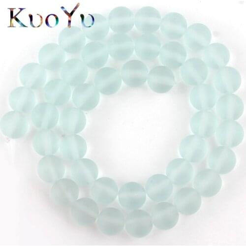 Natural Stone Frosted Light Blue Quartz Crystal Beads Loose Spacer Beads For Jewelry Making DIY Bracelet Necklace 15" 6/8/10mm
