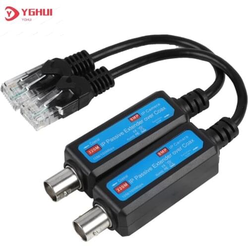 1 Pair 8MP IP Passive Extender Over Coax Transmit IP Camera Signal Over Existing Coaxial Cable For IP Cameras