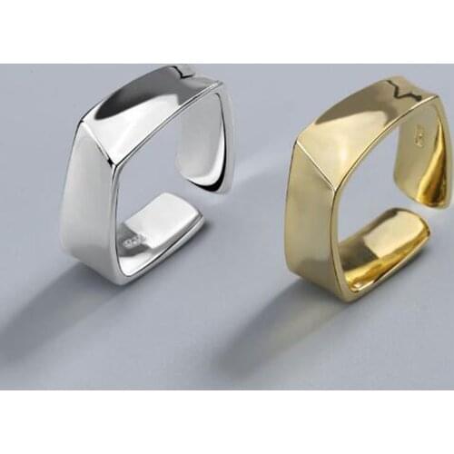 Silver Plated Simple Square Geometric Figure Women Ring Couple Classic Charms Handmade Finger Jewelry Gifts Dropshipping