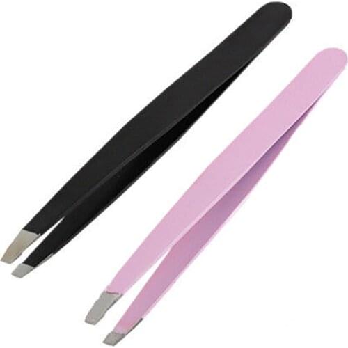 Pro Stainless Steel Slanted Tip Eyebrow Tweezers Hair Removal Clip Makeup Tool