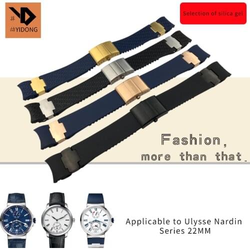22mm High Quality Silicone Rubber Watchband Waterproof Watch Strap Special for Ulysse Nardin DIVER 263 Mens Mechanical Watch