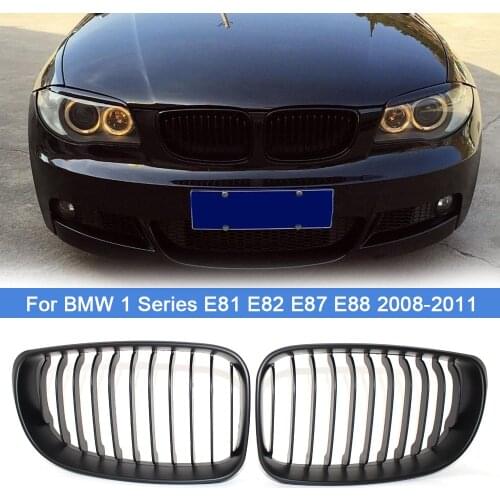 2PCS Car Front Bumper Kidney Grilles Grill Replacement For BMW 1 SERIES E81 E82 E87 E88 2007-2011 1 Slat Line Car Styling