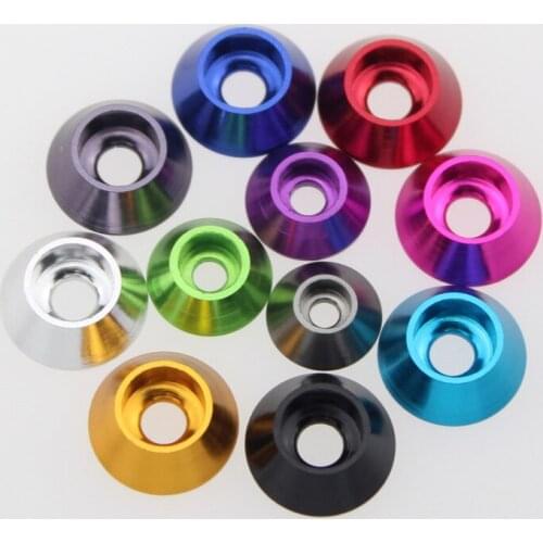 5pcs M2 large outer diameter 10mm aluminum alloy fisheye washers cone recessed hole washer cup head screws gasket 3mm thick