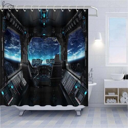 Modern Black Eagle Spaceship Interior Shower Curtain Decor Waterproof Polyester Eco-Friendly Shower Curtains Douchegordijn