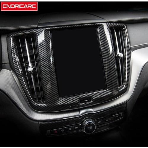 Car Styling Center Console Navigation Frame Decoration Cover Trim Carbon Fiber Color For Volvo XC60 2018-2021 Interior