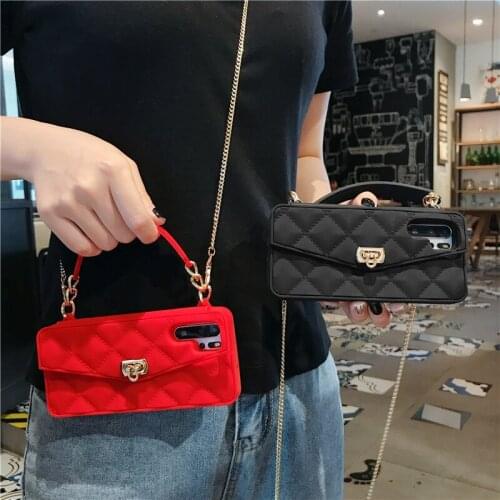 Crossbody Wallet Shoulder Bag Case For Huawei P30 P30 Pro Soft Silicone Handbag Purse Long Chain Cover For Huawei P30 Phone Case