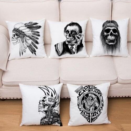 Super Soft Short Plush Horror Skull Cartoon Cushion Cover for Sofa Car Home Decor Pillow Cases 45x45cm Cushions Covers