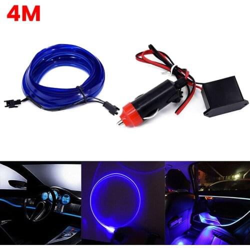 4M LED Car Interior Light Atmosphere Ambient Lamp 12V Optical Fiber Lamp Door USB Light Automotive Interior Decorative Lights