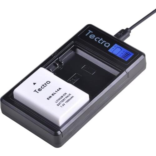 Tectra 1x1500mAh EN-EL14 ENEL14 EN-EL14a Replacement Battery+LCD Dual Charger for Nikon P7800 P7100 D3400 D5500 D5300 D5200