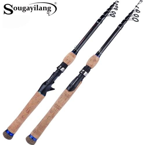 Sougayilang 1.8m 2.1m 2.4m 2.7m Protable Telescopic Spinning Casting Fishing Rod Ultralight Carbon Fiber Cork Handle Travel Rod
