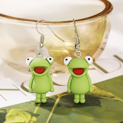 Cartoon Frog Dangle Earrings Personalized Cute Cartoon Style Animal Green Frog Earring For Women Girls Fashion Jewelry Gifts