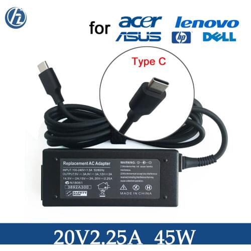 45W 20V 2.25A USB-C USB Type C Laptop NoteBook Charger AC Adapter Power Supply Cord For Dell HP Lenovo Acer Asus Chromebook