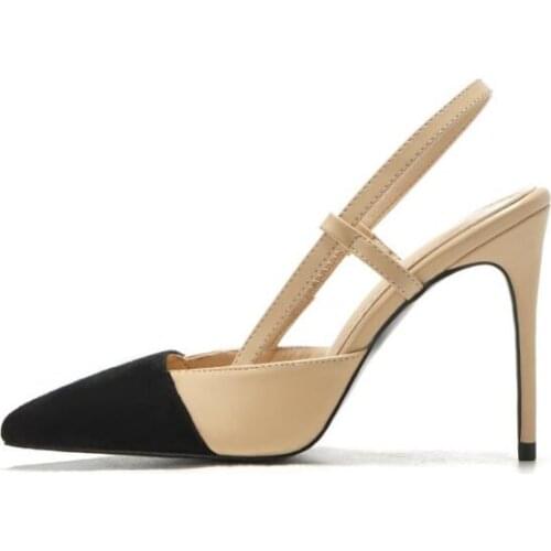 Carpaton Sexy Pointed Toe High Heel Shoes Woman Mixed Colors Thin Heels Dress Shoe Summer Cutouts Sandals Office Lady Heels