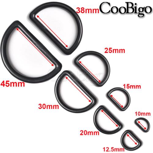 10pcs Plastic D-Ring Buckles Webbing Size 10mm 12mm 15mm 20mm 25mm 30mm 38mm 45mm Black