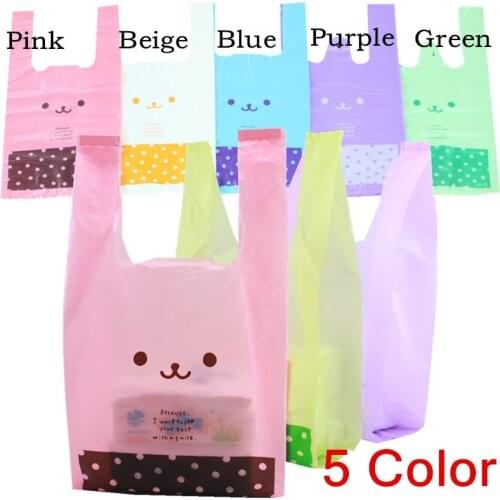 23*40cm Cartoon Smile Polka Dot Tote Shopping Vest Plastic Handbag / Merchandise Bag / Grocery Bag / Opp Maga Bag