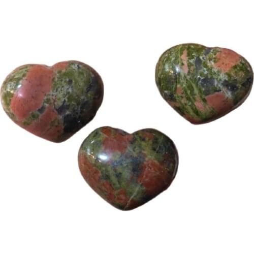 3pcs Natural Unakite Heart Love Shaped Quartz Crystal Gemstone Reiki Stone DIY Craft Natural Stones and Minerals