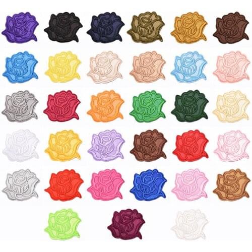 33Pcs/Set Rose Flower Patch Iron On Patches Cartoon Embroidered Cute Patches For Clothes Stickers Stranger Things Applique