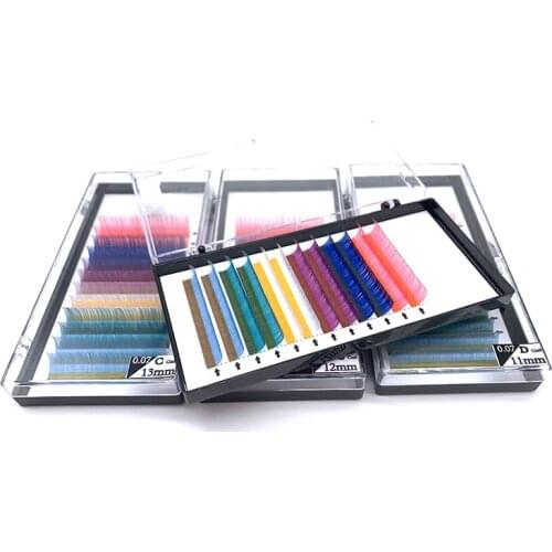 6 Colors Mixed Classic Eyelash Extension Mix Colored Individual Lashes Rainbow Mink Lash Extensions