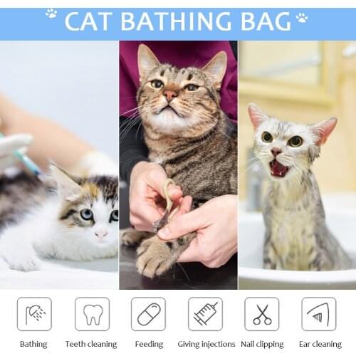6pcs No Scratching Bite Restraint Cat Supplies Mesh Cat Washing Bag Grooming Nail Cutting Adjustable Pet No Scratching Bag