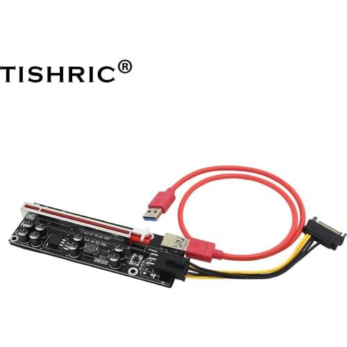 6PCS TISHRIC VER009S Plus BTC Mining Miner PCIE Riser 009s Plus 1x 16x USB 3.0 PCI-E PCI E Express Extension 6Pin Riser Card