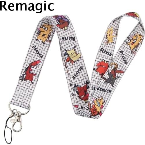 Angry Beavers Cartoon Keychain Lanyards Id Badge Holder ID Card Pass Mobile Phone USB Badge Holder Key Strap 1PCS