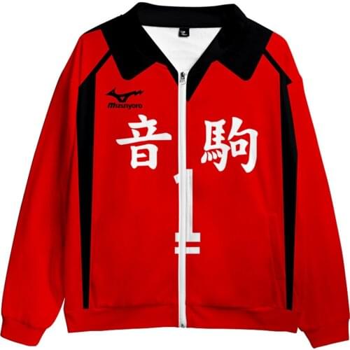 Anime Haikyuu Nekoma Kuroo Tetsurou High School 3D Printed Cosplay Zip Up Coat Jacket Adult Sweatshirt