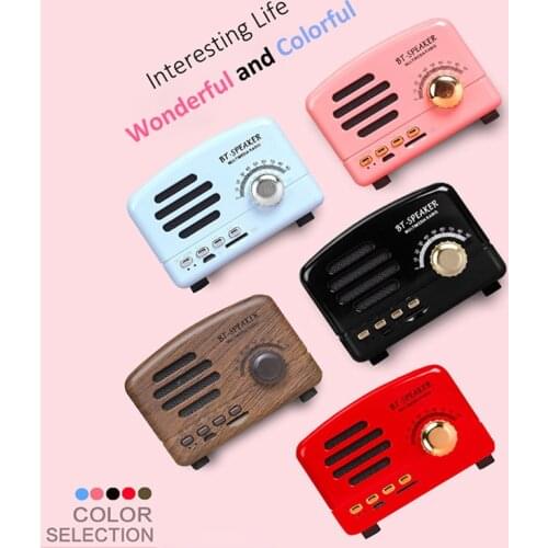 Retro Mini Bluetooth Speaker Wireless Portable Speaker 3D Stereo Surround Subwoofer Support TF Card/FM Radio
