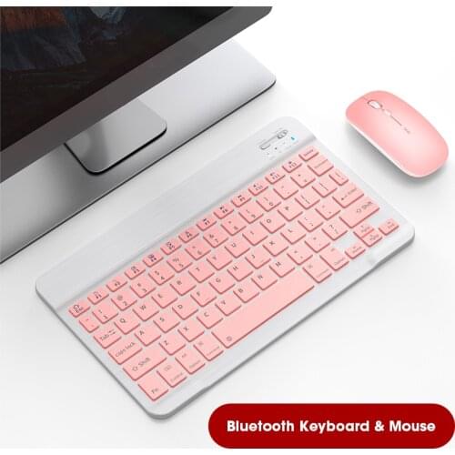 Bluetooth Keyboard For iPad Tablet Wireless Keyboard And Mouse Mini 60% Pink Keyboard Mouse Combo For iOS Android Keycap Office