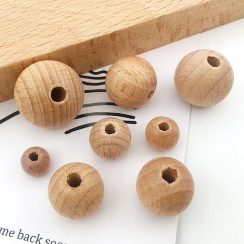 20-50pcs Unfinished Round Shape Wooden Beads 8,10,12,14,15,16,18,20mm Natural Beech Wood Ball for DIY Necklace Bracelet Making