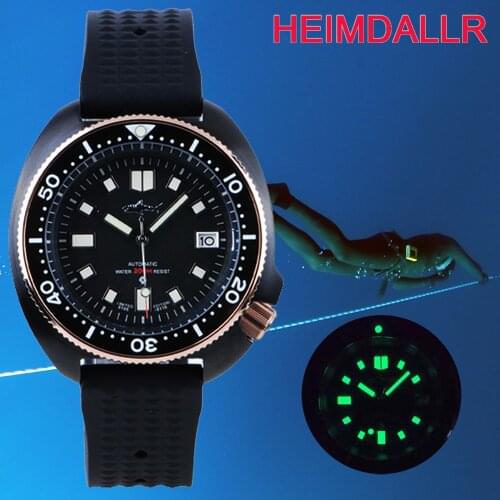 Heimdallr PVD Black Mechanical Watches Men 2020 New Automatic Wristwatch C3 Luminous Sapphire Crystal 316L Steel Diver Watch Man