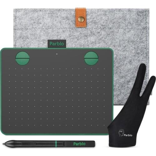 Parblo A640 V2 Digital Tablets Signature Graphics Drawing Pen Tablet OSU Game with Cover Bag and Glove