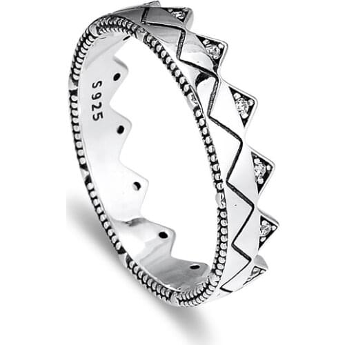 CKK Ring Exotic Crown Rings For Women Men Anel Feminino 100% 925 Jewelry Sterling Silver Anillos Mujer Hombre Wedding Engagement