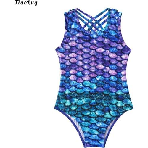 TiaoBug Kids Girls Straps Cross At Rear Keyhole Back Various Print Leotard Bodysuit Jumpsuit For Ballet Dance Gym Yoga Swimming