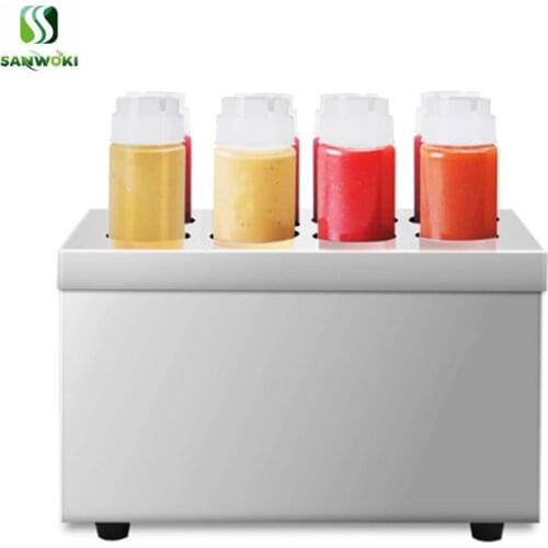 Snack food shop use cheese salad sauce dressing ice container showcase warmer chocolate sauce warming machine jam coolor machine