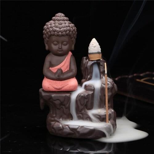 Hot sell cheap buddha ceramic incense burner censer holder set with joss sticks home decoration living room bedroom office decor