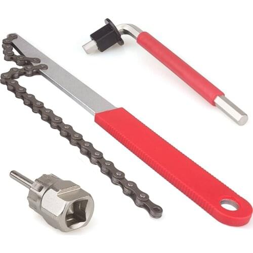MTB Bike Cassette Removal Tool with Chain Whip and Auxiliary Wrench Bicycle Sprocket Removal Tools Cycling Sprocket Remover