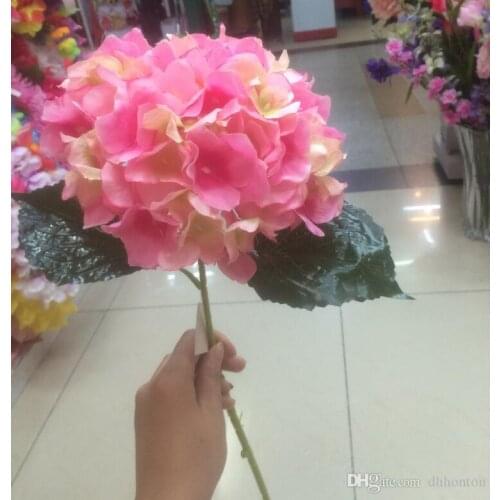 Artificial Hydrangea Flower 80cm/31.5" Fake Silk Single Hydrangeas 6 Colors for Wedding Centerpieces Home Party Decorative Flowe