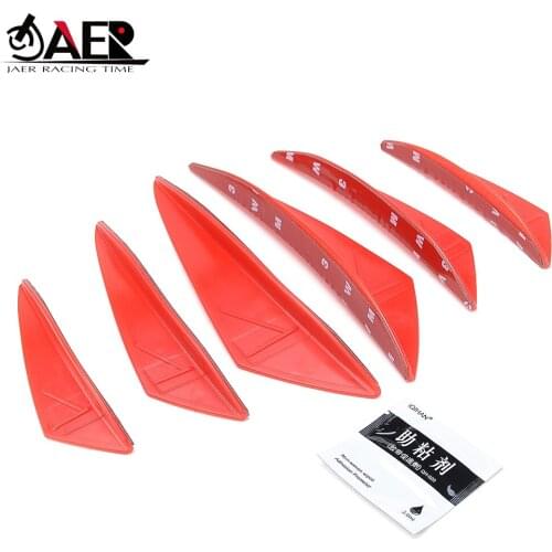 JAER 6Pcs Universal Motorcycle Front Bumper Lip Diffuser Splitter Fins Body Spoiler Canards Valence Chin Car Tuning Canard