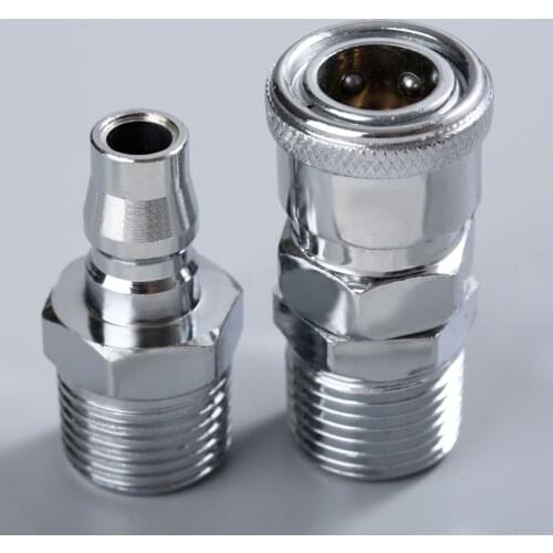 2Pc 1/2" BSP Male Thread Pneumatic Euro Air Line Hose Compressor Connector Quick Release Coupler Connector Fittings