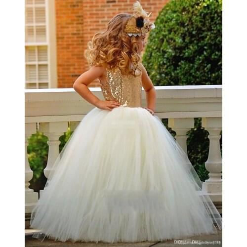 Lace Girls Pageant Gowns Sheer Long Sleeves With Big Bow On Back Floor Length Flower Girl Dresses For Wedding Baby Party Dress