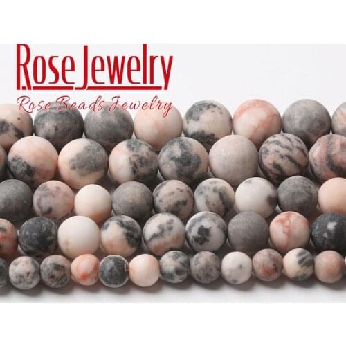 Dull Polish Matte Pink Zebra Jaspers Beads Natural Stone Round Beads For Jewelry Making DIY Bracelets Accessories 4 6 8 10 12mm