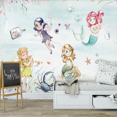 Milofi custom 3D wallpaper mural underwater world elf mermaid girl living room bedroom background wall decoration painting wallp
